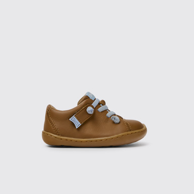 Side view of Peu Brown leather shoes for kids
