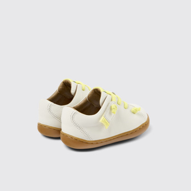 Back view of Peu White leather shoes for kids