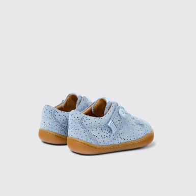 Back view of Peu Blue nubuck shoes for kids