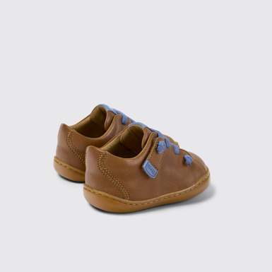 Back view of Peu Brown Leather Shoes for Kids.