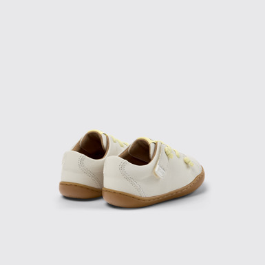 Back view of Peu White Leather Shoes for Kids.