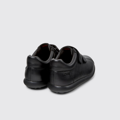 Back view of Pelotas Black Leather and Textile Shoes for Kids.