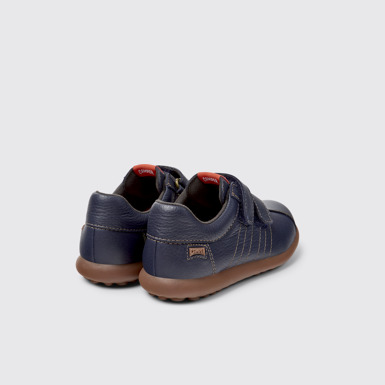 Back view of Pelotas Blue Leather and Textile Shoes for Kids.