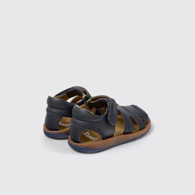 Back view of Bicho Closed navy T-strap sandal for kids