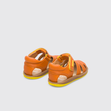 Back view of Bicho Closed dark orange T-strap sandal for kids