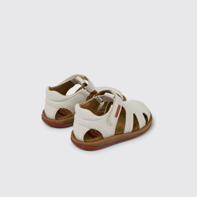 Back view of Bicho White leather sandals for kids