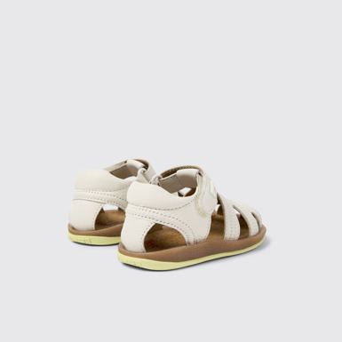 Back view of Bicho White Leather Kids' Closed Sandal.