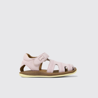 Bicho Sandales fermées en cuir rose pour enfants.