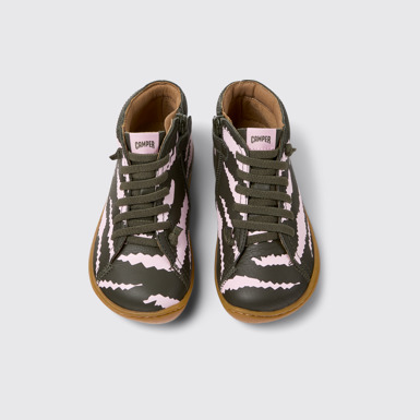Overhead view of Twins Multicolor Leather Ankle Boots for Kids.