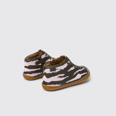 Back view of Twins Multicolor Leather Ankle Boots for Kids.