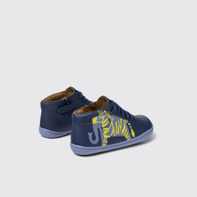 Back view of Twins Multicolor Leather Ankle Boots for Kids.