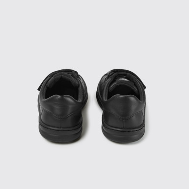 Back view of Runner Black leather and textile sneakers