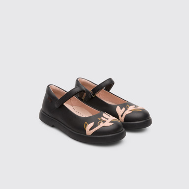 Front view of Twins Black Ballerinas for Kids