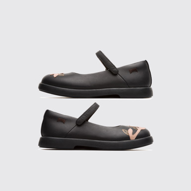 Side view of Twins Black Ballerinas for Kids
