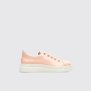 Side view of Runner Up Nude Sneakers for Kids