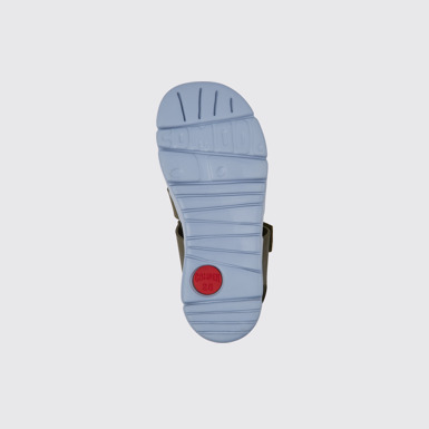 The sole of Oruga Green leather sandals for kids