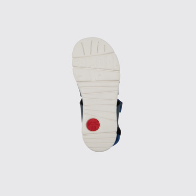 The sole of Oruga Blue leather sandals for kids