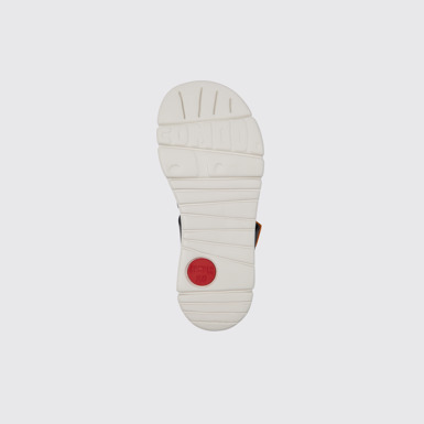 The sole of Oruga Black and orange leather sandals for kids