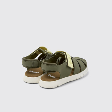 Back view of Oruga Multicolor Leather and Textile Closed Sandal for Kids.
