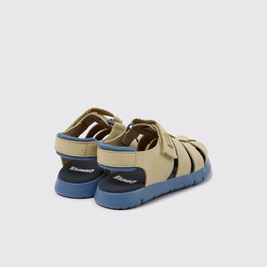 Back view of Oruga Multicolor Leather and Textile Closed Sandals for Kids.