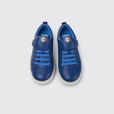 Overhead view of Runner Blue leather sneakers for kids