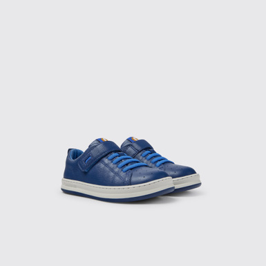 Front view of Runner Blue leather sneakers for kids