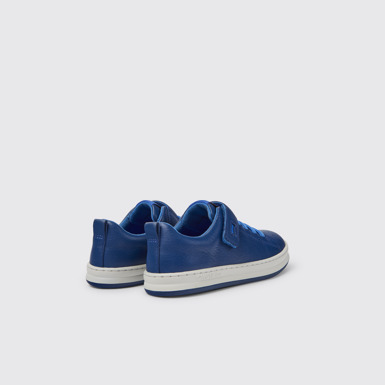 Back view of Runner Blue leather sneakers for kids