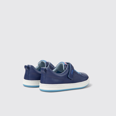 Back view of Runner Blue leather sneakers for kids