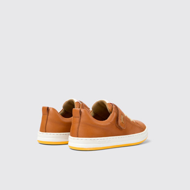 Back view of Runner Brown leather sneakers for kids