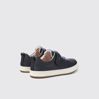 Back view of Runner Blue Leather Kids' Sneakers.