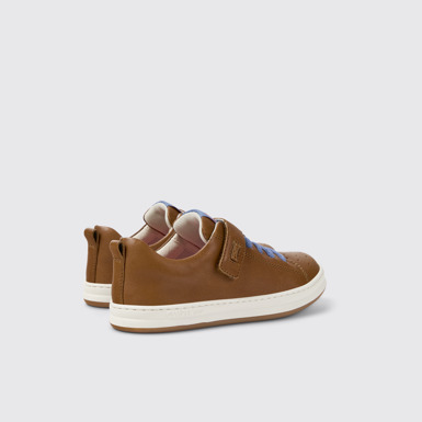 Back view of Runner Brown Leather Kids' Sneaker.