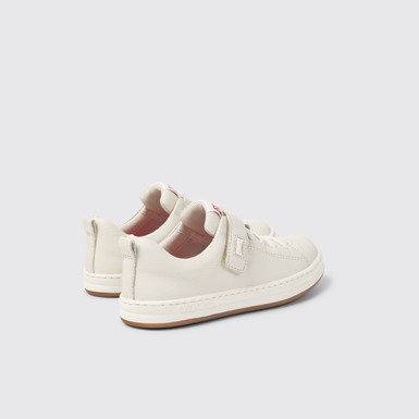 Back view of Runner White Leather Sneakers for Kids.