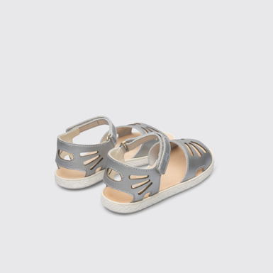 Back view of Miko Metallic grey sandal for girls