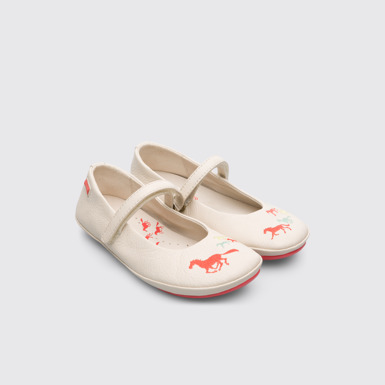 Front view of Twins Beige Ballerinas for Kids