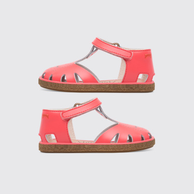 Side view of Twins Pink Sandals for Kids