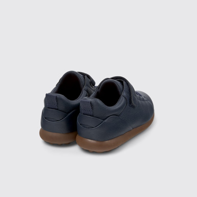 Back view of Pelotas Blue Leather and Textile Shoes for Kids.