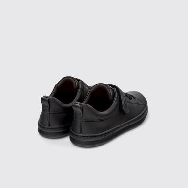 Back view of Runner Black Leather and Textile Sneakers for Kids.