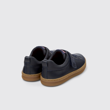 Back view of Runner Blue Leather and Textile Sneakers for Kids.