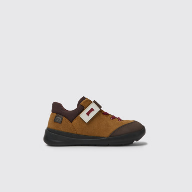 Side view of Ergo Brown textile and nubuck sneakers