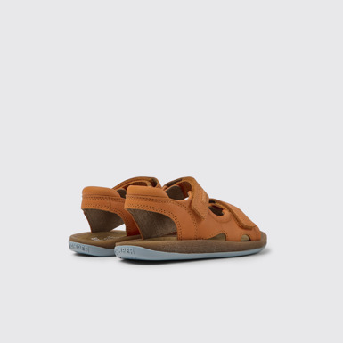 Back view of Bicho Orange leather sandals for kids