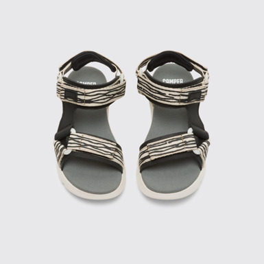 Overhead view of Oruga Multicoloured webbing strap sandal