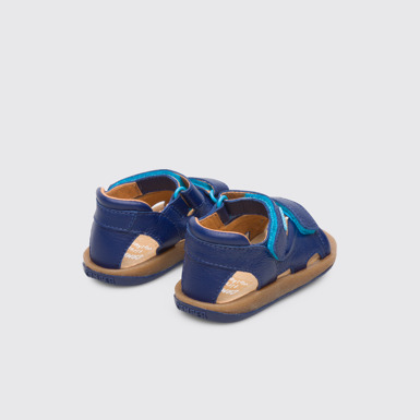 Back view of Bicho Blue strappy kids’ sandal