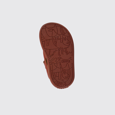 The sole of Bicho Red leather sandals for kids
