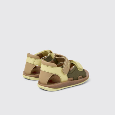 Back view of Twins Multicolor Leather Sandals for Kids.