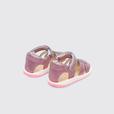 Back view of Bicho Closed pink T-strap kids’ sandal