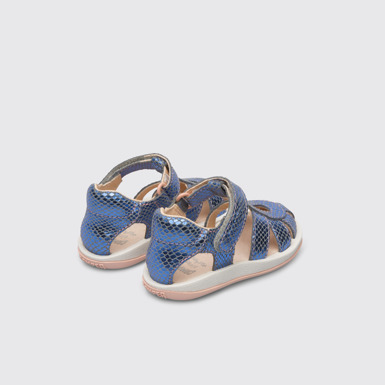 Back view of Bicho Metallic blue crab style sandal