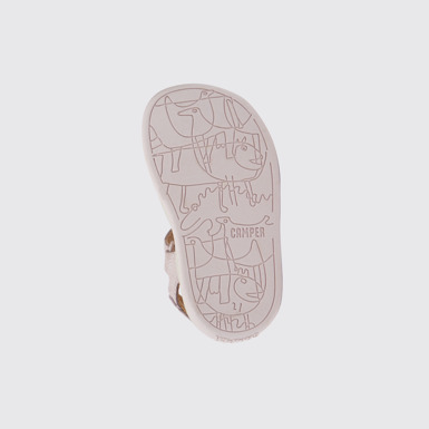 The sole of Bicho Pink nubuck sandals with glitter effect