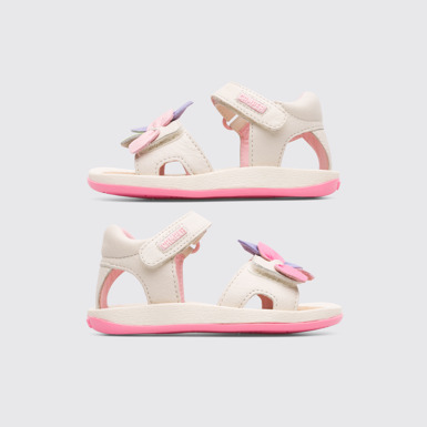 Side view of Twins Cream color strappy girl’s sandal
