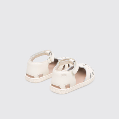 Back view of Twins Girl’s cream T-strap sandal