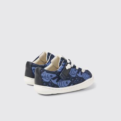 Back view of Peu Blue Recycled PET and Leather Kids' Shoes.